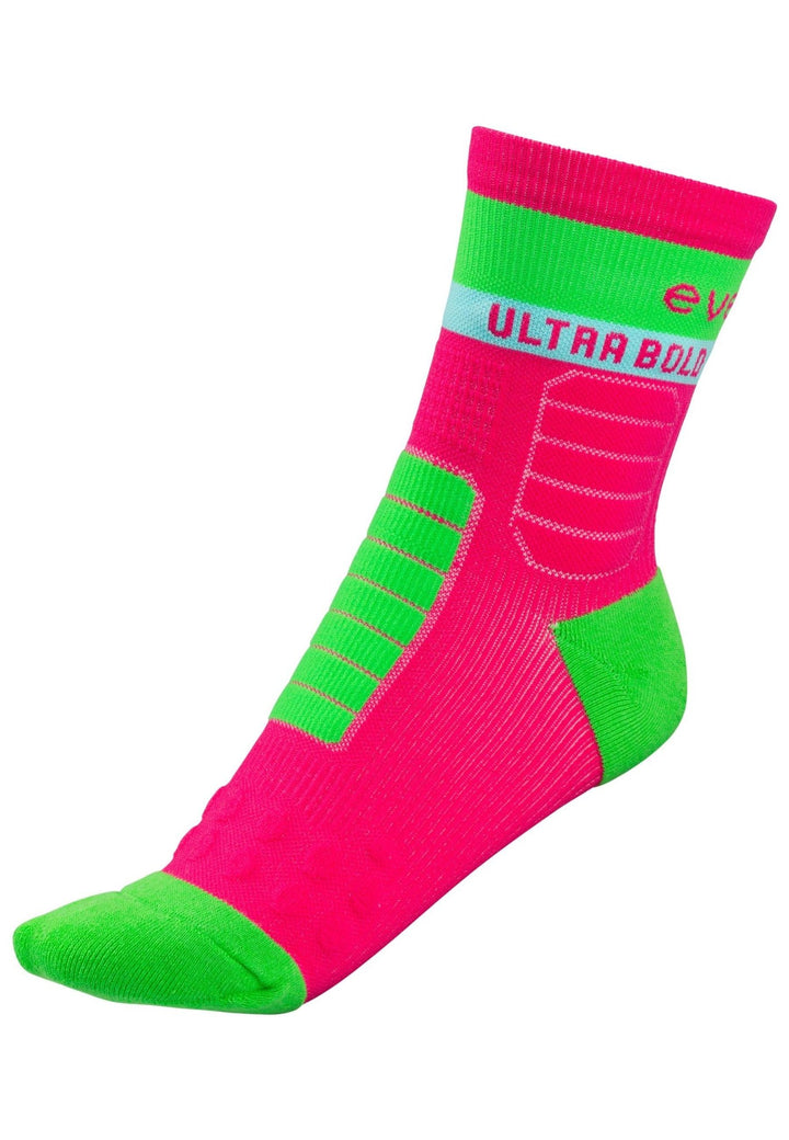 Calcetines Trail Running anti ampollas Ultra Bold Trail Running rosa y verde. Unisex - evernya