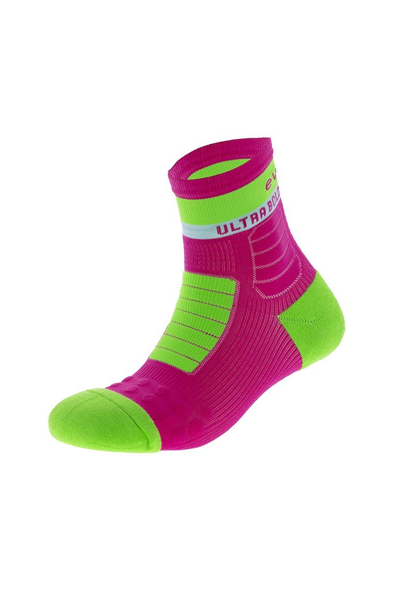 Calcetines Trail Running anti ampollas Ultra Bold Trail Running rosa y verde. Unisex - evernya